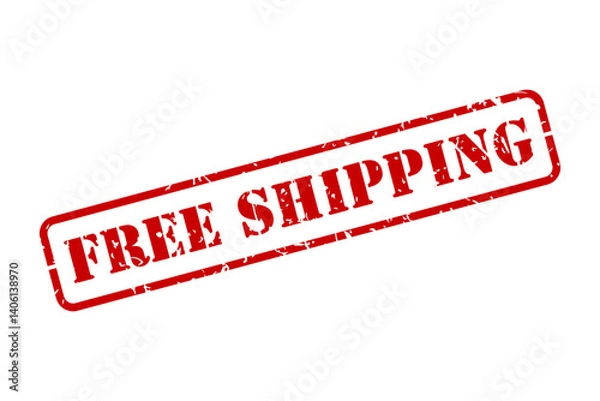 Obraz Free shipping red rubber stamp vector isolated with texture