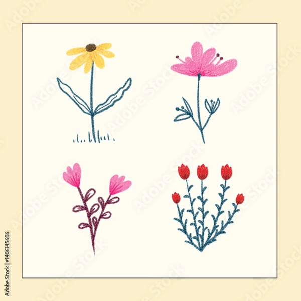 Obraz flower vector set with frame background