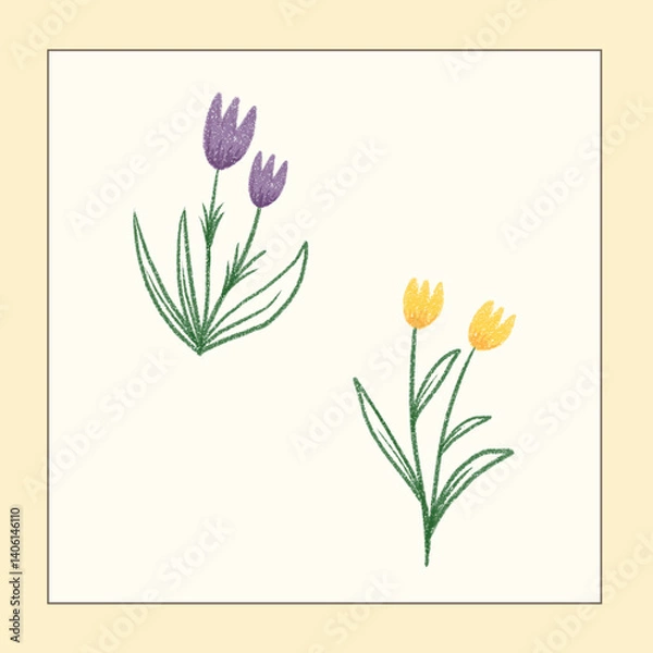 Obraz flower vector set with frame background