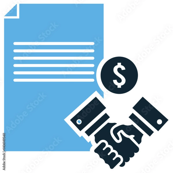 Fototapeta Vector icon of trade agreement, illustrating partnership between countries for import, export, and commerce cooperation.