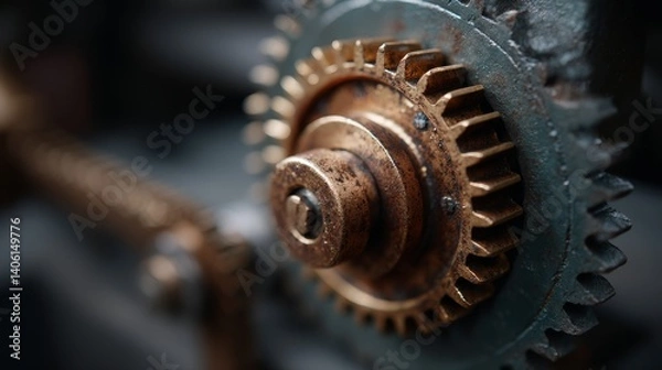 Obraz Steampunk clockwork gears mechanism close up
