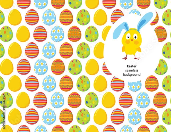 Fototapeta Easter decorated eggs seamless vector pattern