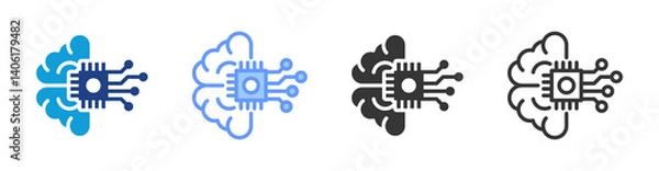 Fototapeta Machine Learning icon set multiple style collection