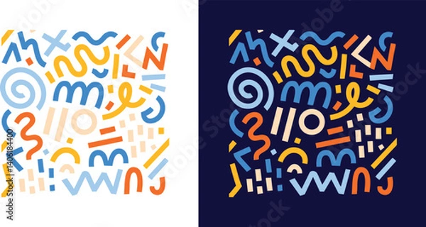 Fototapeta Memphis Style Colorful Geometric Seamless Pattern – 80s 90s Retro Background