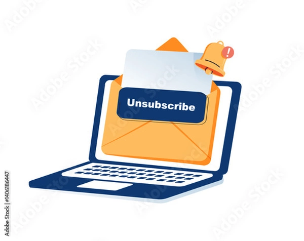 Obraz Unsubscribe email exit from mailing list, cancel subscription button, remove or leaving marketing email, delete