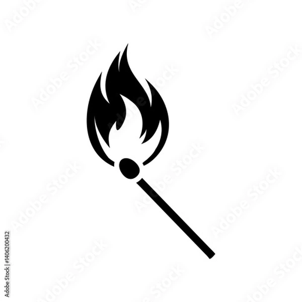 Fototapeta burning match vector icon