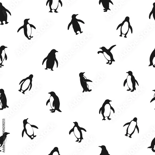 Obraz Seamless pattern featuring penguin silhouettes
