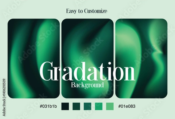 Obraz Deep Green Glow Gradation Background Set – Futuristic Fluid Abstract
