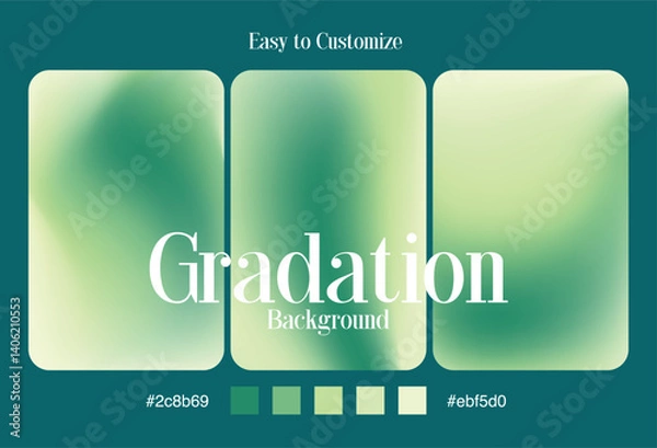 Obraz Soft Green Gradation Background Set – Elegant Smooth Color Flow