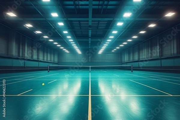Obraz The moment when badminton flies under the light