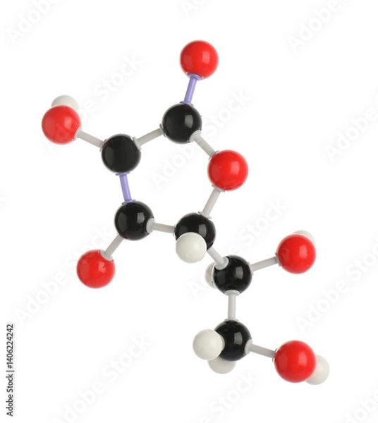 Fototapeta Molecule of vitamin C isolated on white. Chemical model