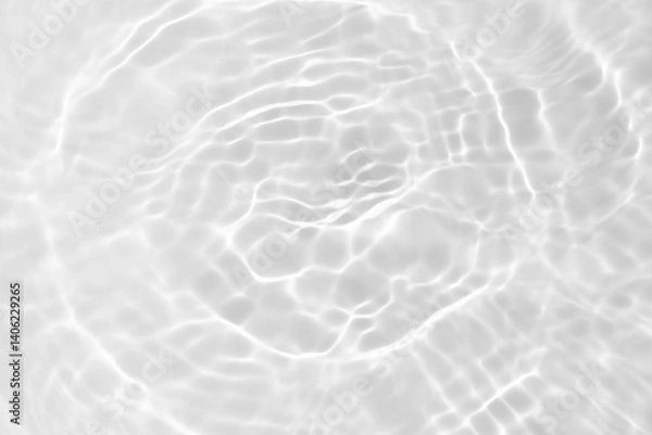 Fototapeta White water with ripples on the surface. Defocus blurred transparent white colored clear calm water surface texture with splashes and bubbles. Water waves with shining pattern texture background.