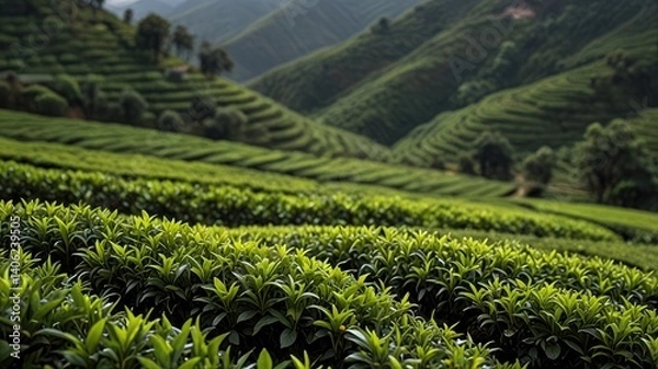 Fototapeta Harvesting Harmony: Tea Leaves and Fresh Beginnings