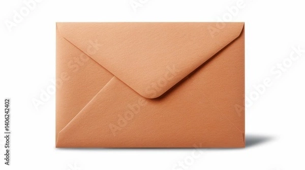 Fototapeta A closed kraft paper envelope, perfect for all your mailing needs, rests against a clean white backdrop.