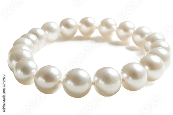 Fototapeta A large pearl necklace with spherical pearls against a clean background in an elegant and classic style