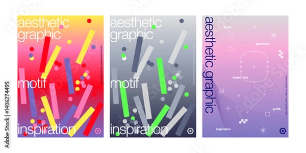 Obraz Confetti celebration festival graphic poster template shapes figure elements cover event layout concept gradient background geometric abstract front page trendy digital bold square circle pattern line