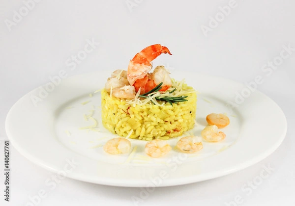 Fototapeta Risotto with royal shrimp 4