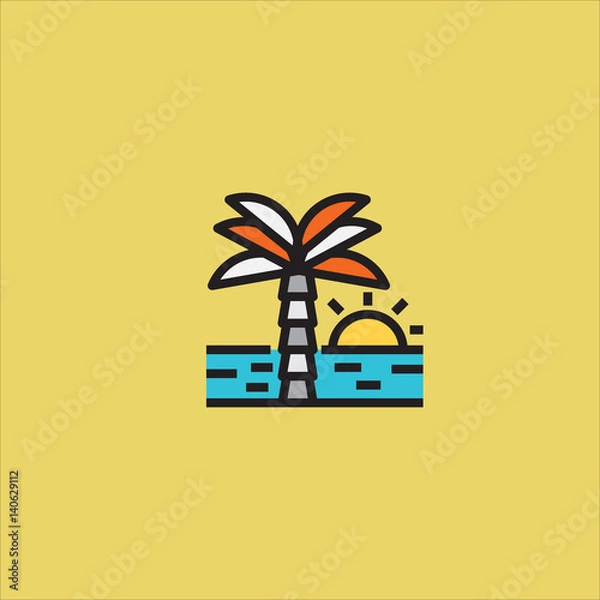 Fototapeta island icon flat design