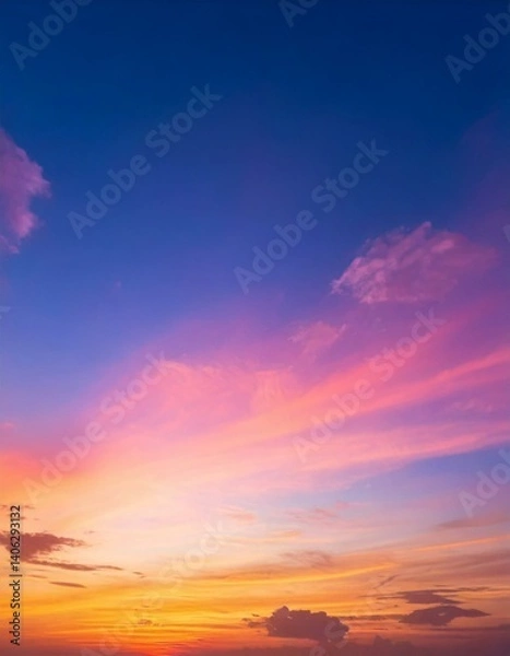 Fototapeta  Pink, Purple , Pastel sunset sky Background in the evening after sun down with colorful sunl.j