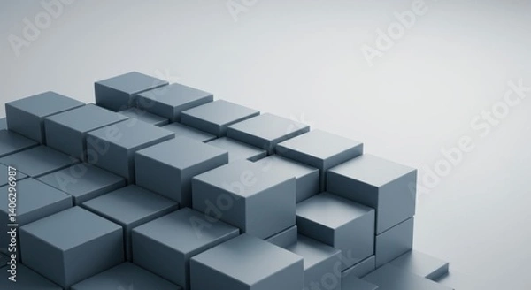 Fototapeta Abstract 3D Render of Stacked Cubes Geometric Minimalist Design Background