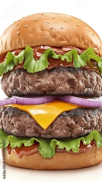 Obraz Double Cheeseburger Studio Shot