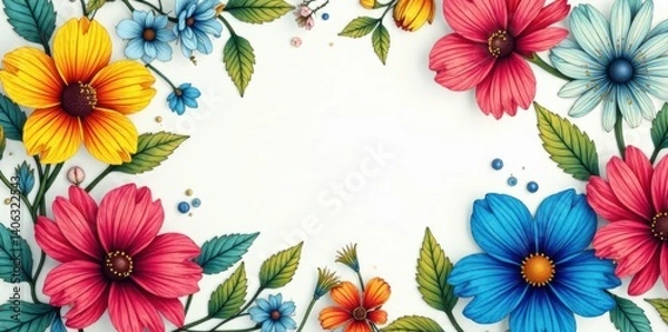 Fototapeta Technical drawing style applied to floral pattern, pattern, design
