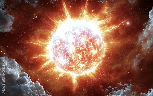 Obraz Fiery Star Above Clouds