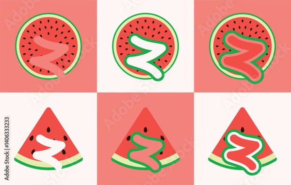 Obraz Letter Z watermelon. This logo combines letters and watermelon fruit. Suitable for fruit shops, orchard, juice and the like.