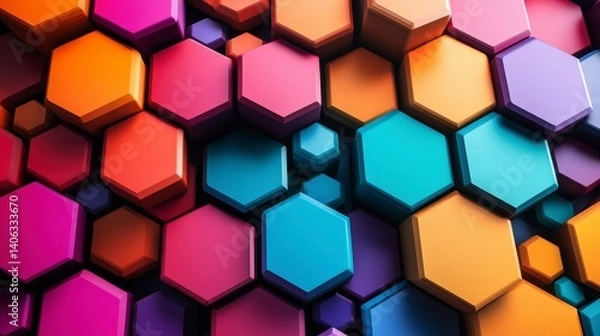 Fototapeta Colorful Abstract Hexagonal Shapes Background for Modern Design