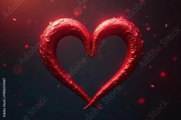 Obraz Two red hearts entwined in a circle, symbolizing unity and love, heart fusion, unity