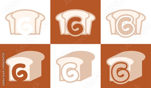 Fototapeta Letter G white bread. This logo combines letters and white bread. Suitable for bread shops, bakery, cafe, and the like.