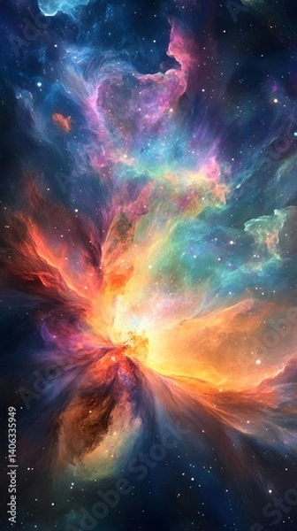 Fototapeta Colorful Cosmic Nebula in Deep Space
