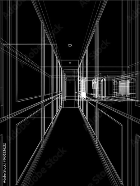 Obraz 3d rendering  of interior corridor