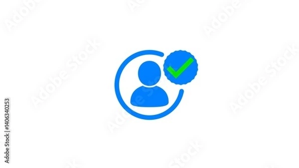 Fototapeta Profile check mark illustration. Profile avatar with tick mark.