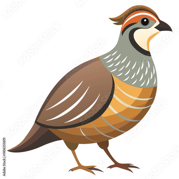 Fototapeta Quail bird isolated on white background