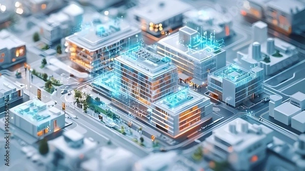 Fototapeta Futuristic Smart Hospital Environment Showcasing Interactive Healthcare