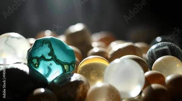 Obraz amber necklace on black background