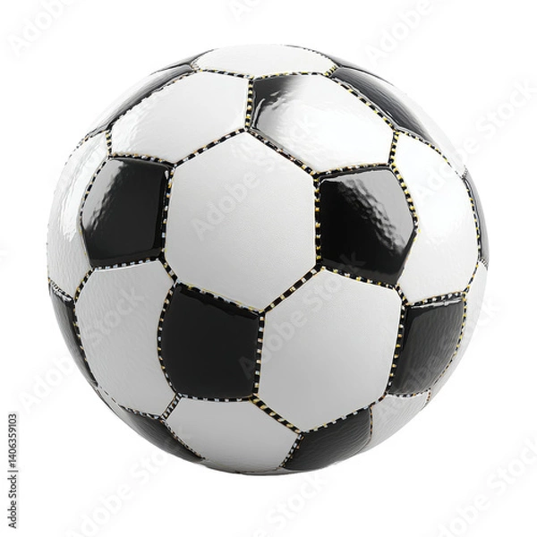 Obraz Classic Black and White Soccer Ball Close up Studio Shot of Football High Resolution Image