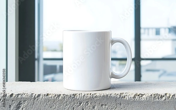 Fototapeta Empty Mug on Concrete Sill