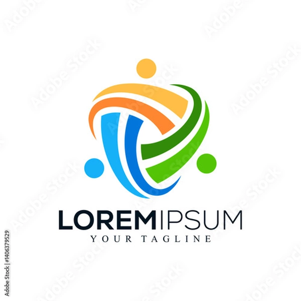 Fototapeta Abstract teamwork logo design