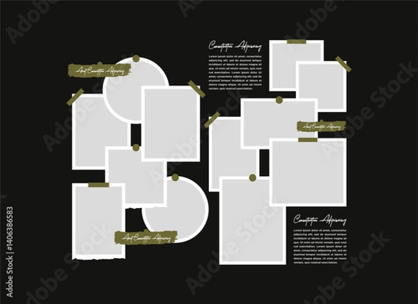 Fototapeta Pictures or photos frame collage abstract photo frames and digital photo wall template
