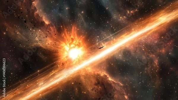 Fototapeta Cosmic explosion in deep space