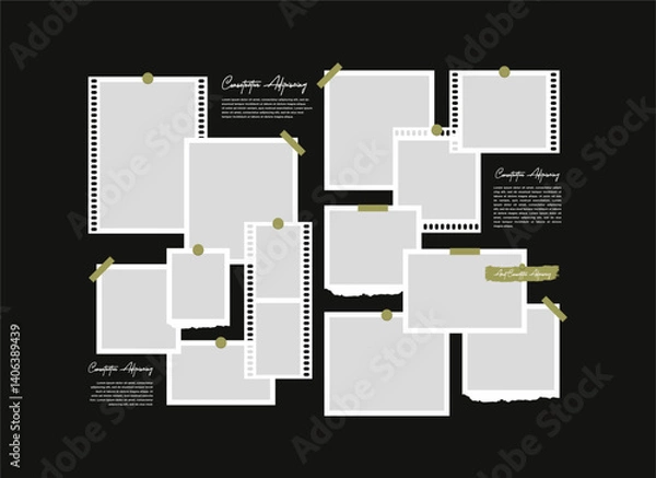 Fototapeta Pictures or photos frame collage abstract photo frames and digital photo wall template
