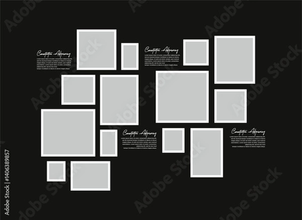 Fototapeta Pictures or photos frame collage abstract photo frames and digital photo wall template