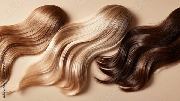 Fototapeta A vibrant display of diverse hair colors, highlighting healthy and glossy locks.