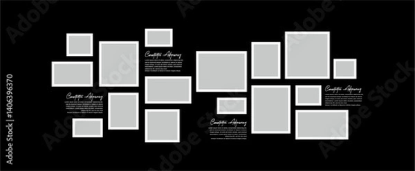 Fototapeta Pictures or photos frame collage. comics page grid layout abstract photo frames and digital photo wall template