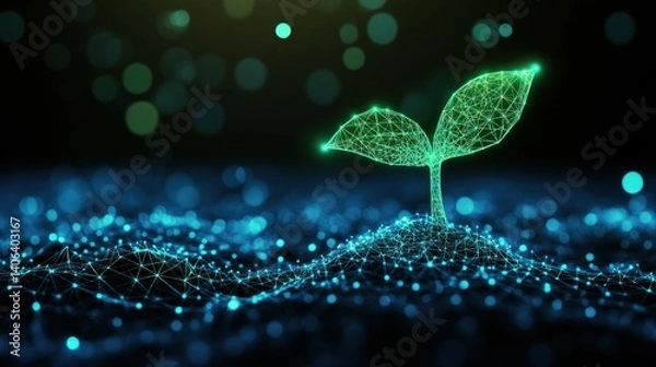 Fototapeta Digital seedling growth in a network landscape