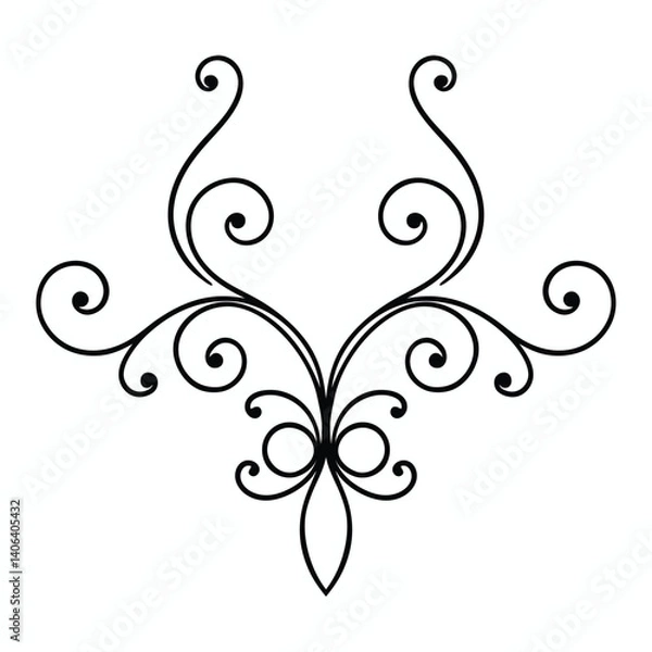 Fototapeta 
Decorative Swirl Elegant, black and white scrolls ornate design vintage style, Fancy lines Ornamental Perfect design Element, Filigree calligraphy motif Decoration for card