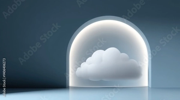 Fototapeta Beautiful cloud framed by a window creating a dreamy atmosphere and inviting natural light into the space