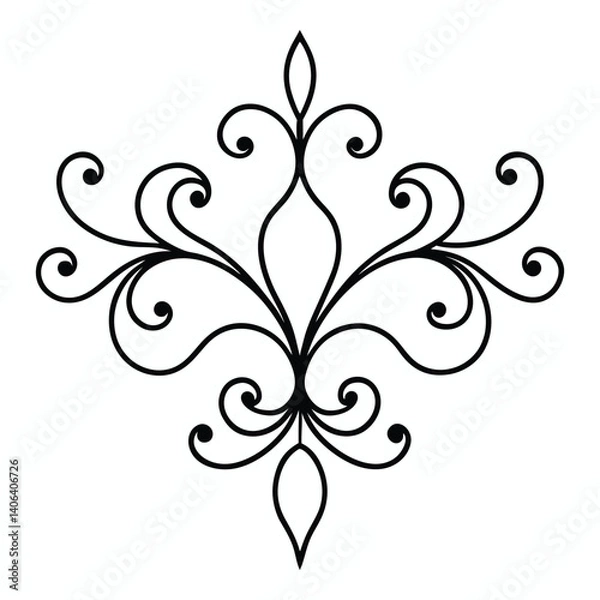 Fototapeta 
Decorative Swirl Elegant, black and white scrolls ornate design vintage style, Fancy lines Ornamental Perfect design Element, Filigree calligraphy motif Decoration for card